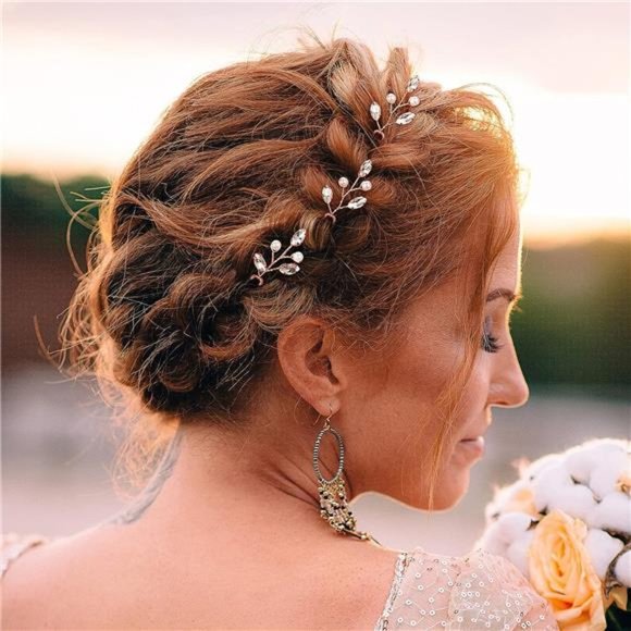 6 Pieces Pearl Crystal Bridal Hair Pins Rhinestone Flower Wedding Hair Piece - Picture 6 of 6